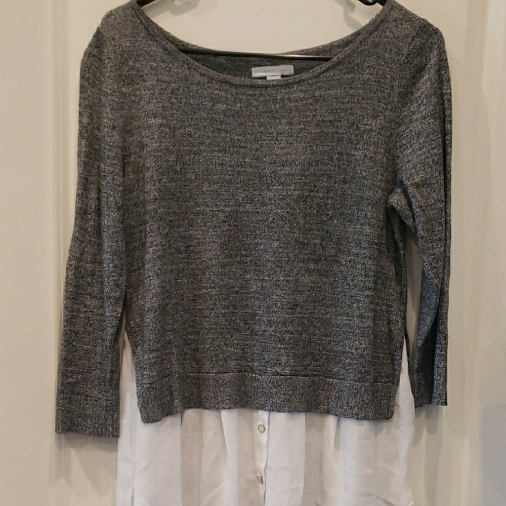 New York & Company Gray and White Layered Blouse